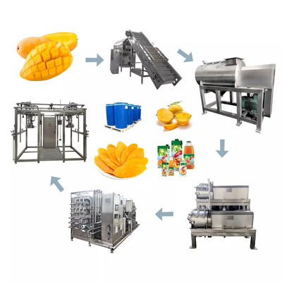 Πλήρες σετ εργοστάσιο επεξεργασίας χυμού μάνγκο μικρή γραμμή παραγωγής φρούτων